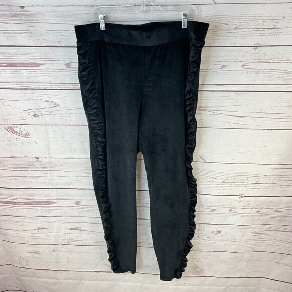 Torrid Womens Black Full Length Signature Waist Ruched Velour Side Legging Sz 3X - Picture 1 of 11